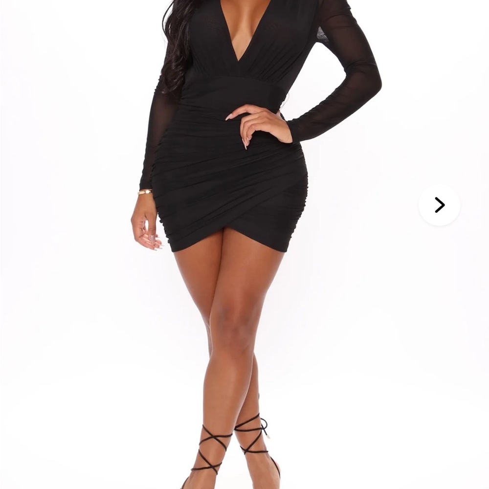 Fashion Nova Black Long Sleeve Dress (Sheer Goes Nothing)